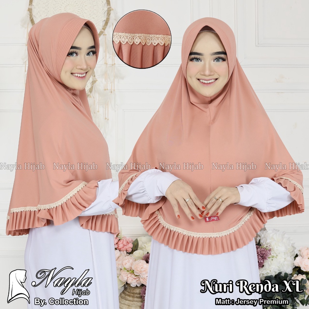 JILBAB INSTAN NURI RENDA XL KERUDUNG BERGO JERSEY PREMIUM TERMURAH DAN TERLARIS NAYLA HIJA'B