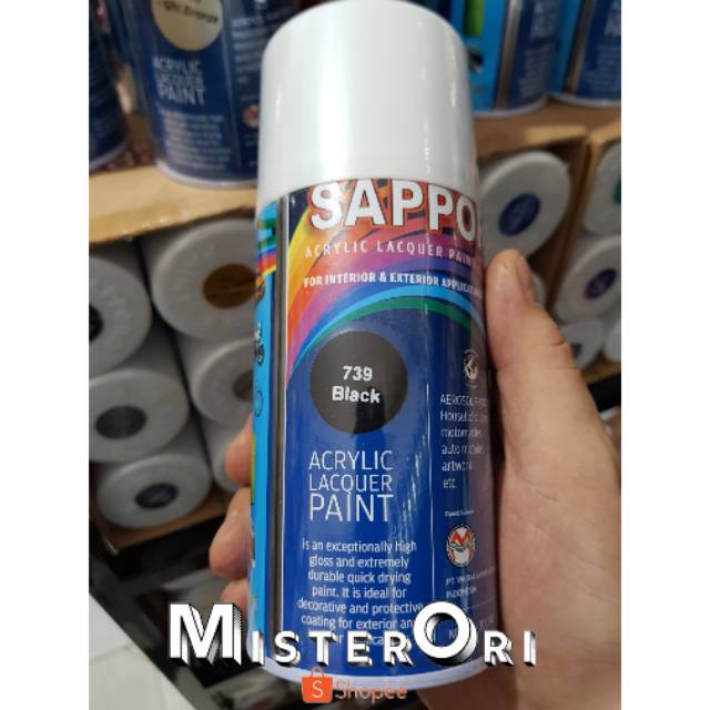 739 Black glossy  Hitam Kilap Sapporo cat semprot 300ml