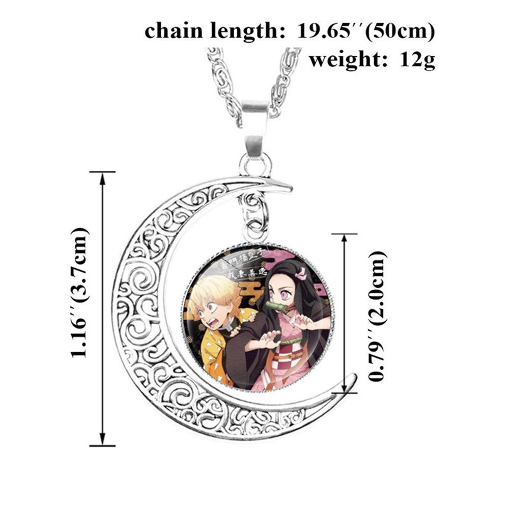 Kalung Rantai Choker Liontin Bulan Sabit Anime Demon Slayer Bahan Kaca Untuk Unisex