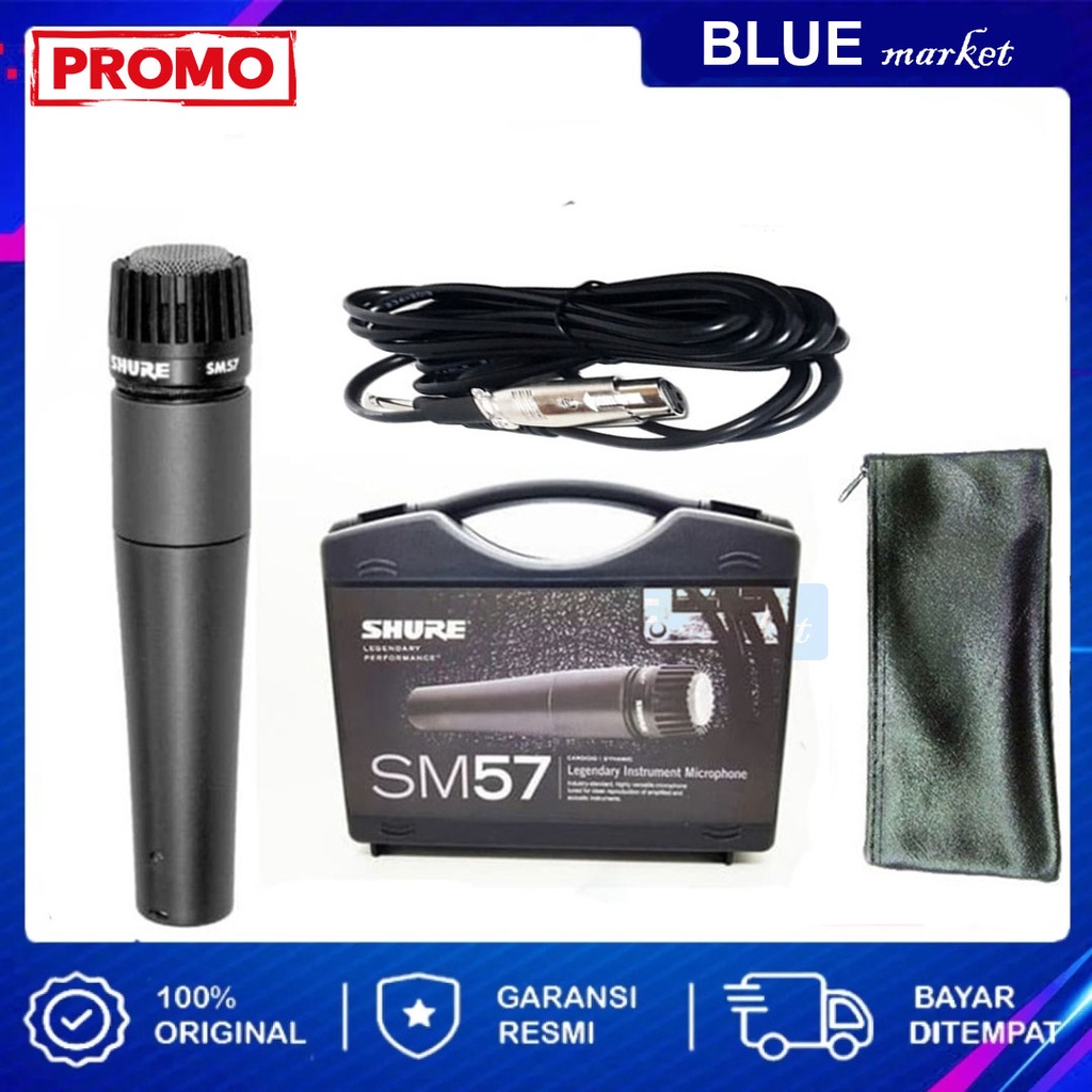 Mic Kabel SM 57 + KOPER / Professional Microphone Instrumen Cable SHURE SM57 / Mic Vocal SM-57