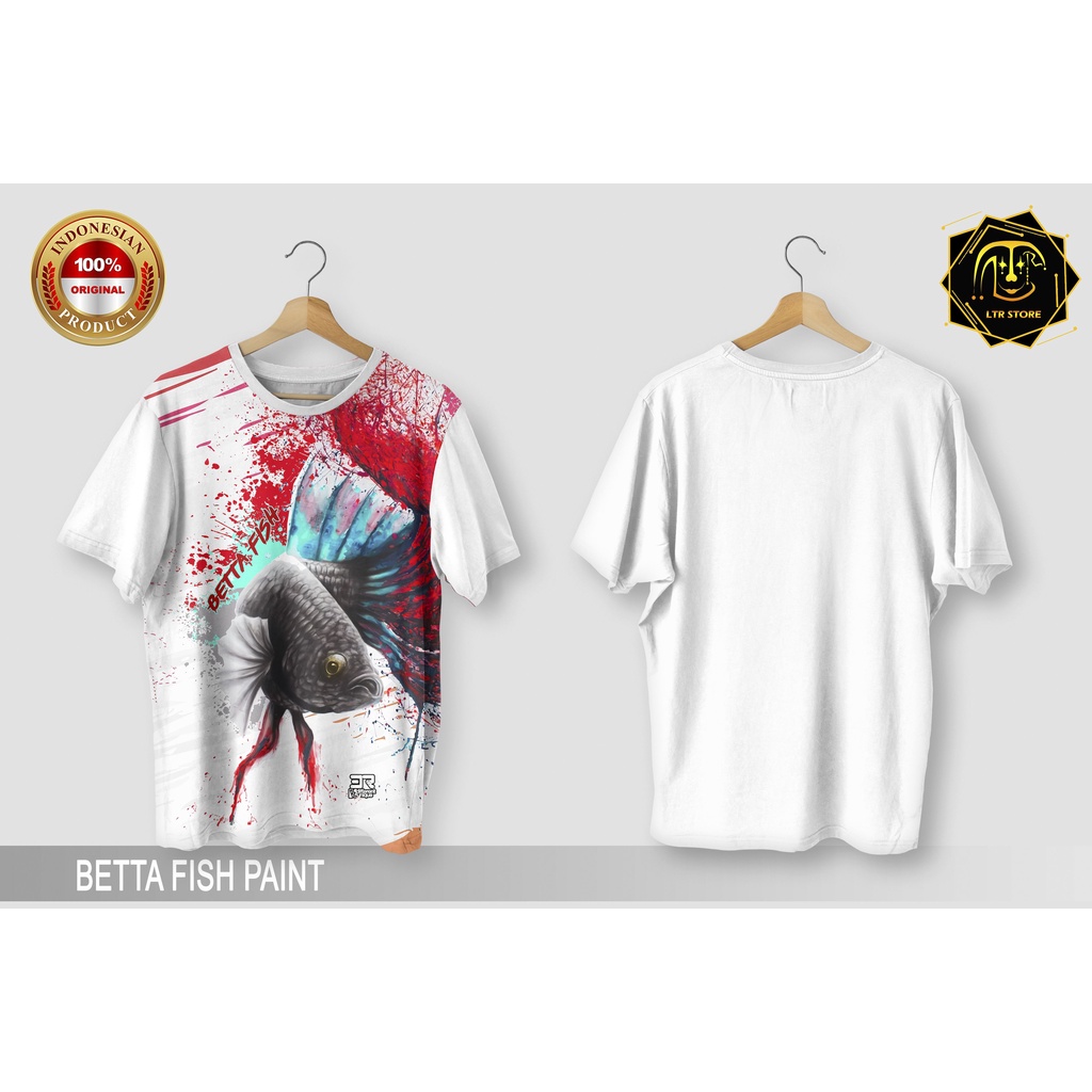 [ BAYAR DI TEMPAT ] BAJU PRINTING GAMBAR IKAN CUPANG PAINT  -  KAOS DISTRO ORIGINAL GAMBAR HEWAN HIA