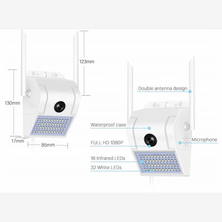 IP CAMERA 5MP/Kamera Nirkabel Rumah Luar Tahan Air Lampu Taman Cahaya Ganda Kamera Lampu Dinding