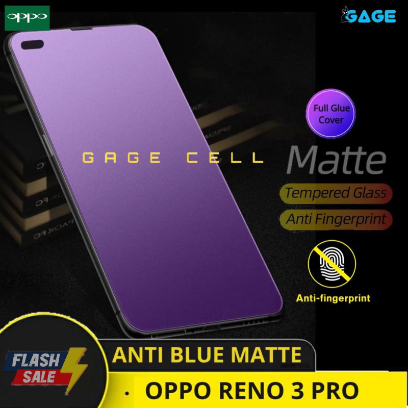 TEMPERED GLASS ANTI MINYAK BLUE MATTE OPPO RENO 3 PRO TG ANTIGORES RADIASI OPPO RENO3 PRO FULL LAYAR