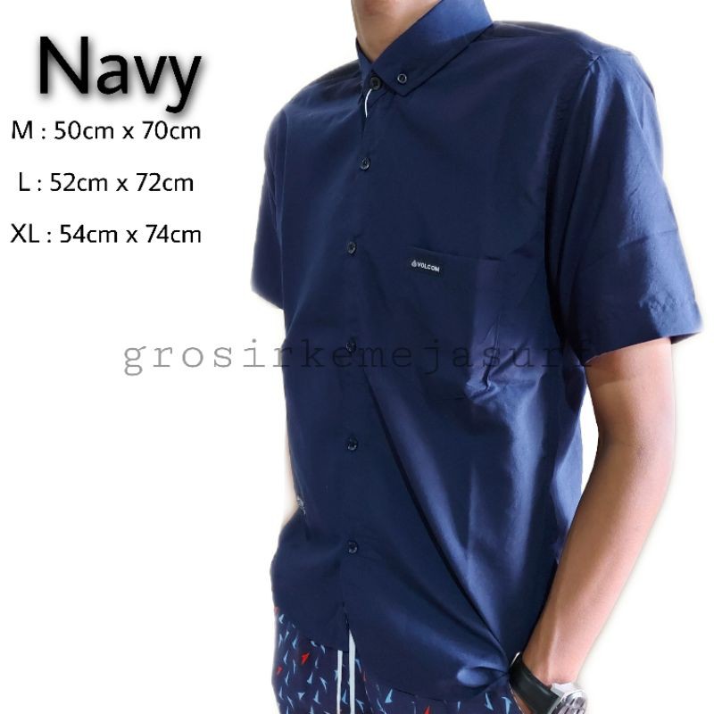 KEMEJA POLOS PRIA TOPMAN PENDEK NAVY / BAJU KEMEJA PRIA PENDEK NAVY