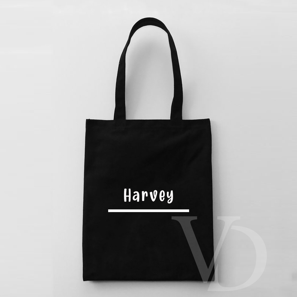 tote bag kanvas custom nama / tote bag hitam quotes hari hari