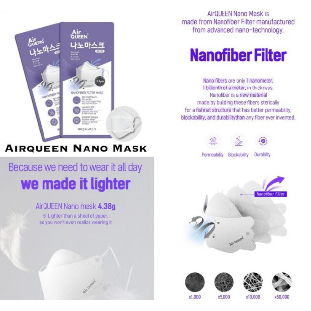 SOOMLAB AIR QUEEN NANO MASK KOREA (BISA DI CUCI) | Airqueen Masker | Nanofiber Masker Korea 1PC