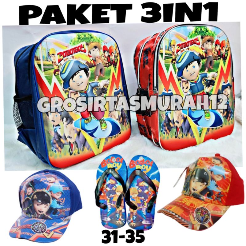 Tas 3D Anak SD Berbonus - Ransel  3D Anak SD Boboiboy - Tas Sekolah Anak SD Karakter Boboi - Tas Anak Laki-Laki SD - Tas Sekolah Anak Karakter Lucu