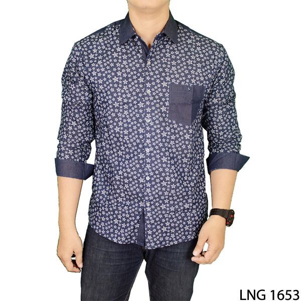 Kemeja Casual Pria - Navy - LNG 1653