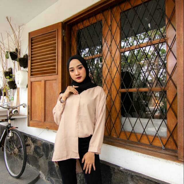 Outwear Wanita / baju wanita promo /  Senna blouse warna coklat susu
