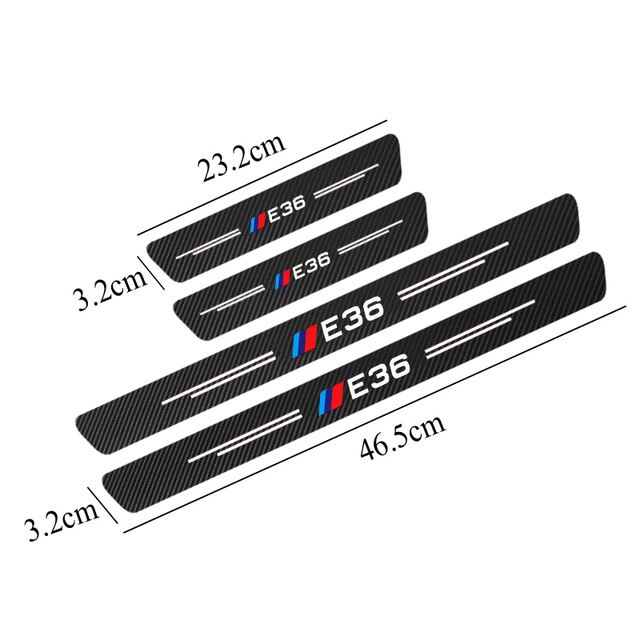 4Pcs Sticker Stiker Mobil BMW Karbon 3D Pelindung Pijakan Pintu For BMW E30 E34 E36 E46 E39 E60 E90 F10 F30 G20 G30 E84 F48 Accessories