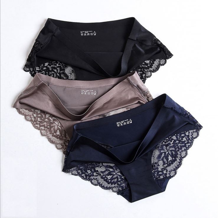 Gobra ♕ PW023 Celana Dalam Renda Brief Seamless Ice Silk Lace Underwear Sexy Panties Wanita Murah