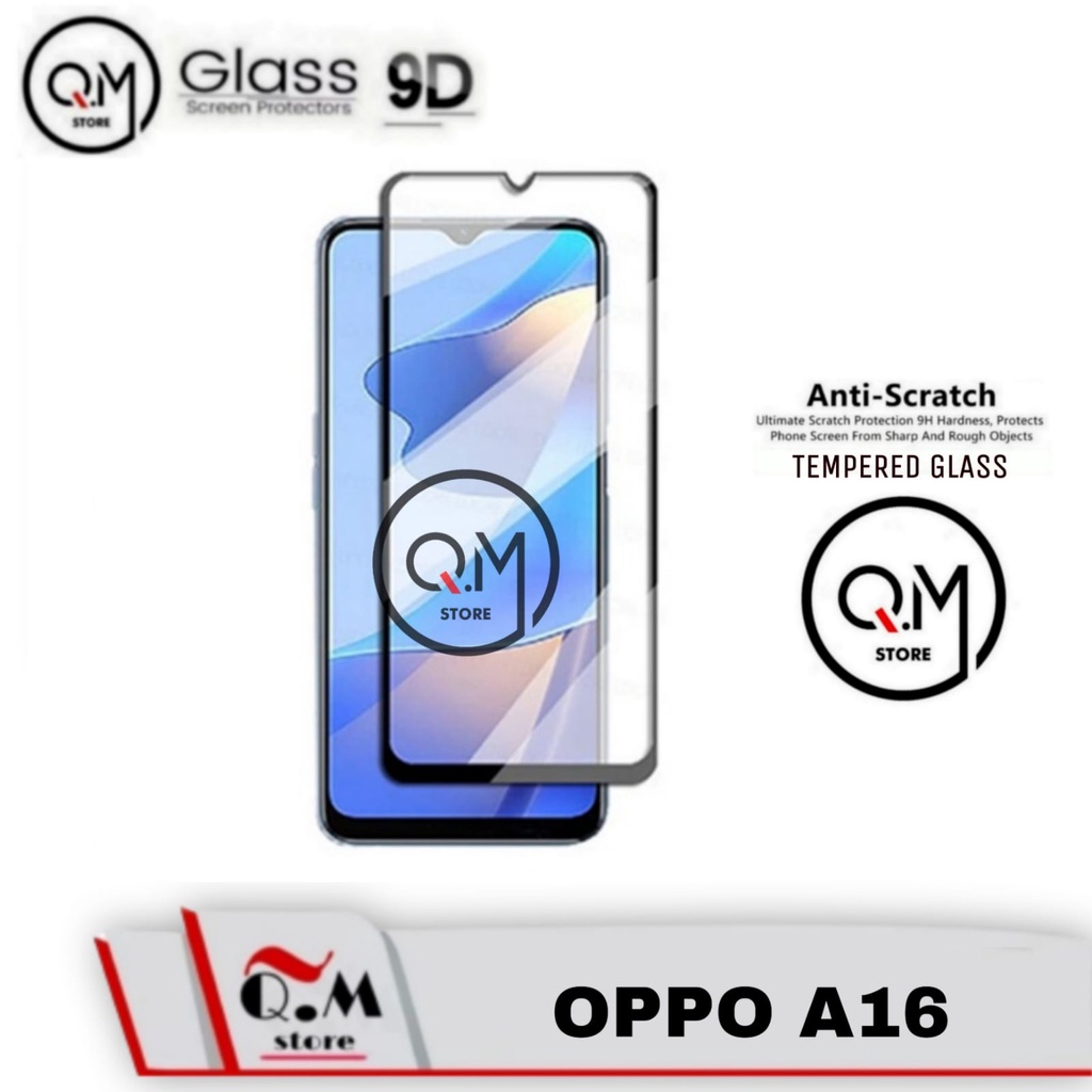 Tempered Glass Layar Oppo A16 Anti Gores Pelindung Layar Full 9D Screen Guard 9D