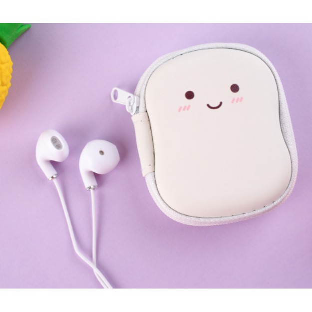 [E-263] Set Earphone Tema TOAST PACKAGE / Headset Karakter Roti Lucu / Wadah Earphone Resleting Tebal Motif Bread Roti Imut