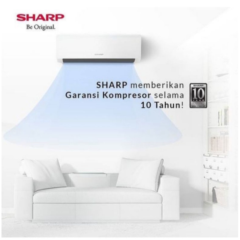 AC Sharp 1/2 PK AH-A05BEY Gold Fin Low watt Super cool R32 + instalasi pemasangan