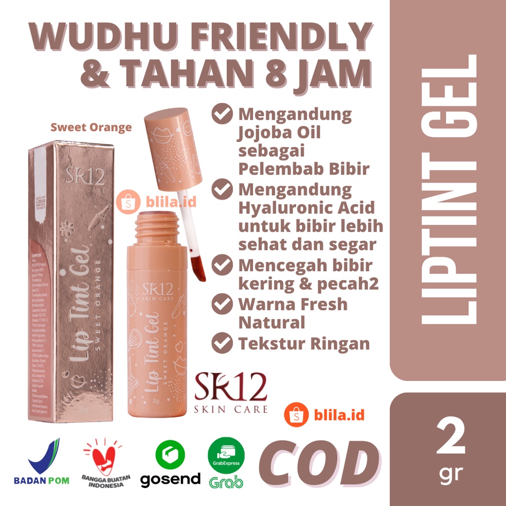 Liptint SR12 Lip Tint Gel Sweet Orange 2gr BPOM Ringan Tidak Lengket Cepat Meresap