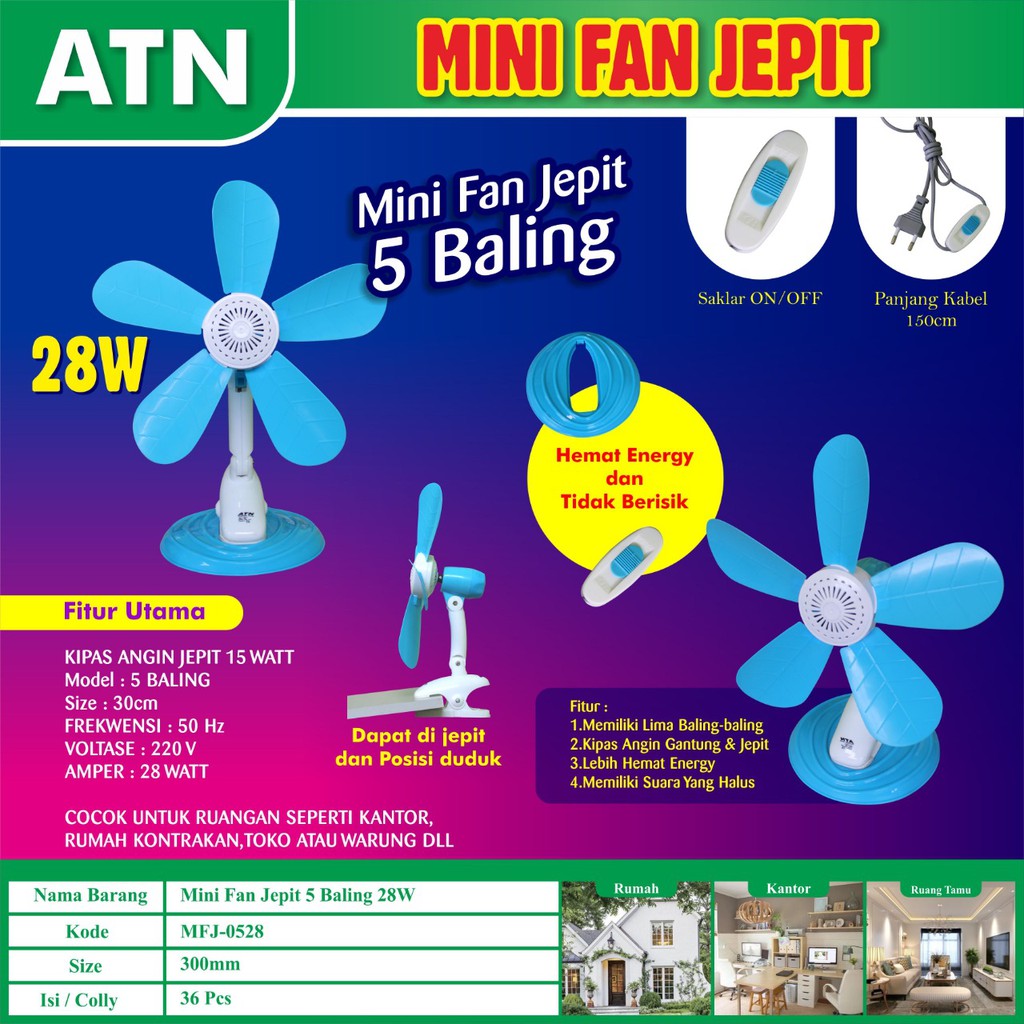 COD-Kipas angin gantung/JEPIT minifan 4/5/6 BALING 12W-35W LENGKAP ATN
