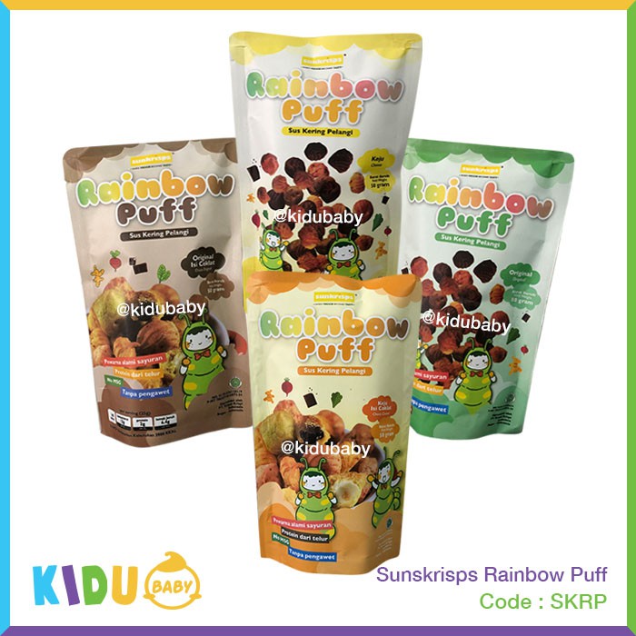 Sunkrisps Rainbow Puff Kue Sus Kering Pelangi Snack Makanan Ringan Bayi &amp; Anak Kidu Baby