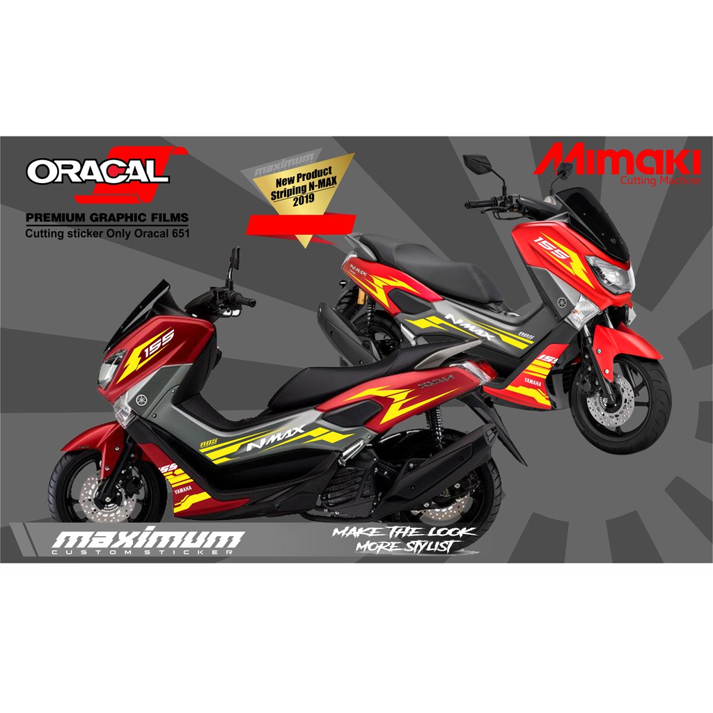 CUTTING STICKER NMAX - STRIPING STIKER ORACAL KUNING KOMBINASI PUTIH