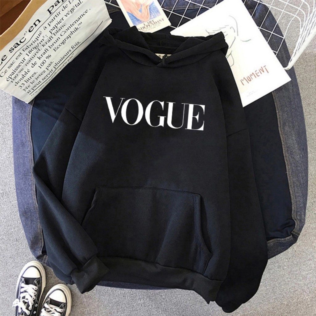 Hoodie Wanita Tulisan Vogue Oversize Korean Style Sweater Murah Tebal Xxl Kekinian Lilac Bisa Cod