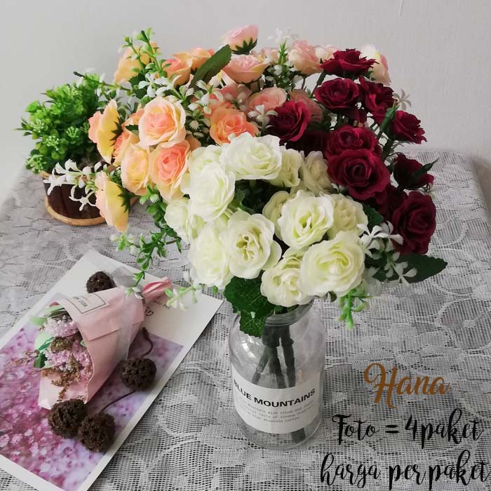 Bunga mawar artificial/bunga mawar plastik dekorasi/bunga plastik-3