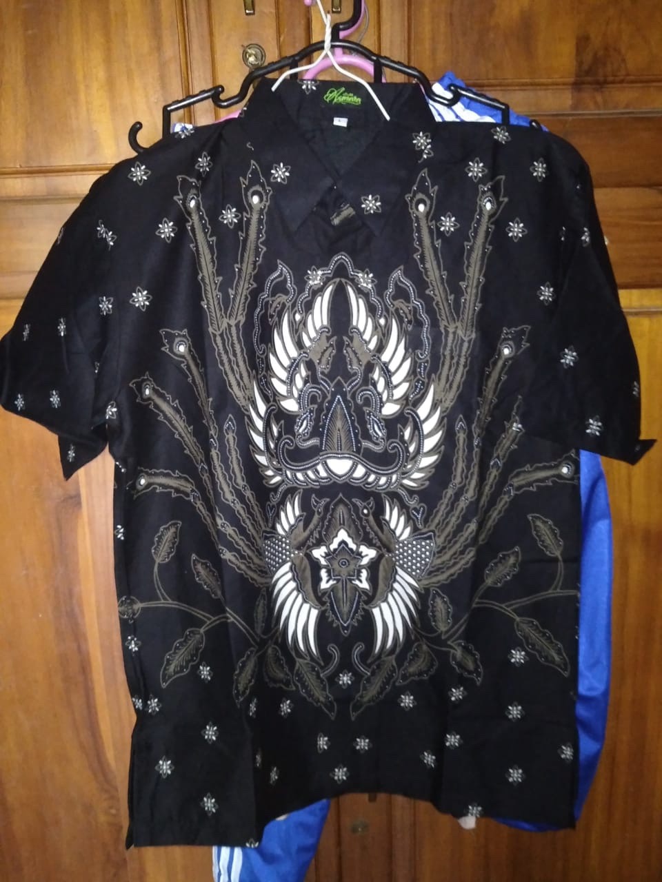 Aftana Hitam Pendek Kemeja Batik Pria Full Furing Bahan Katun Halus Sragenan