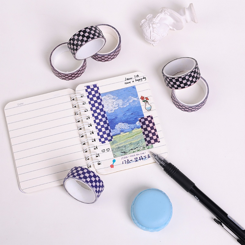 Stiker Kertasselotip Washi Motif Papan Catur Panjang 3m