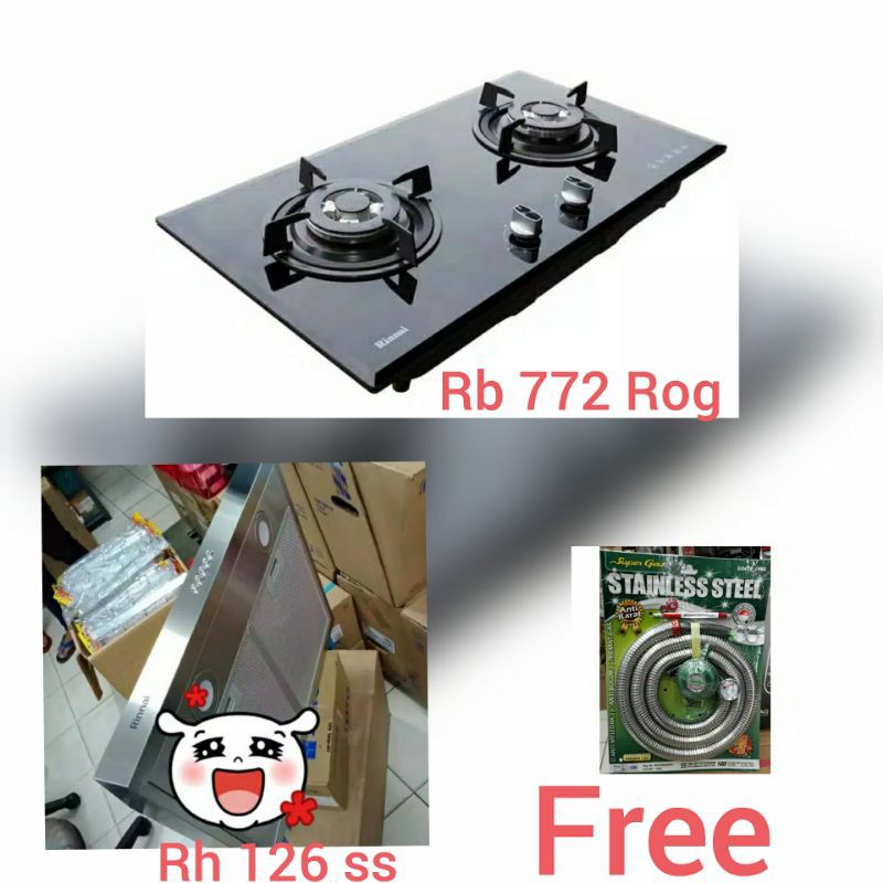 Paket kompor tanam RB 772 Rog + RH 126 ss + Free Regulator