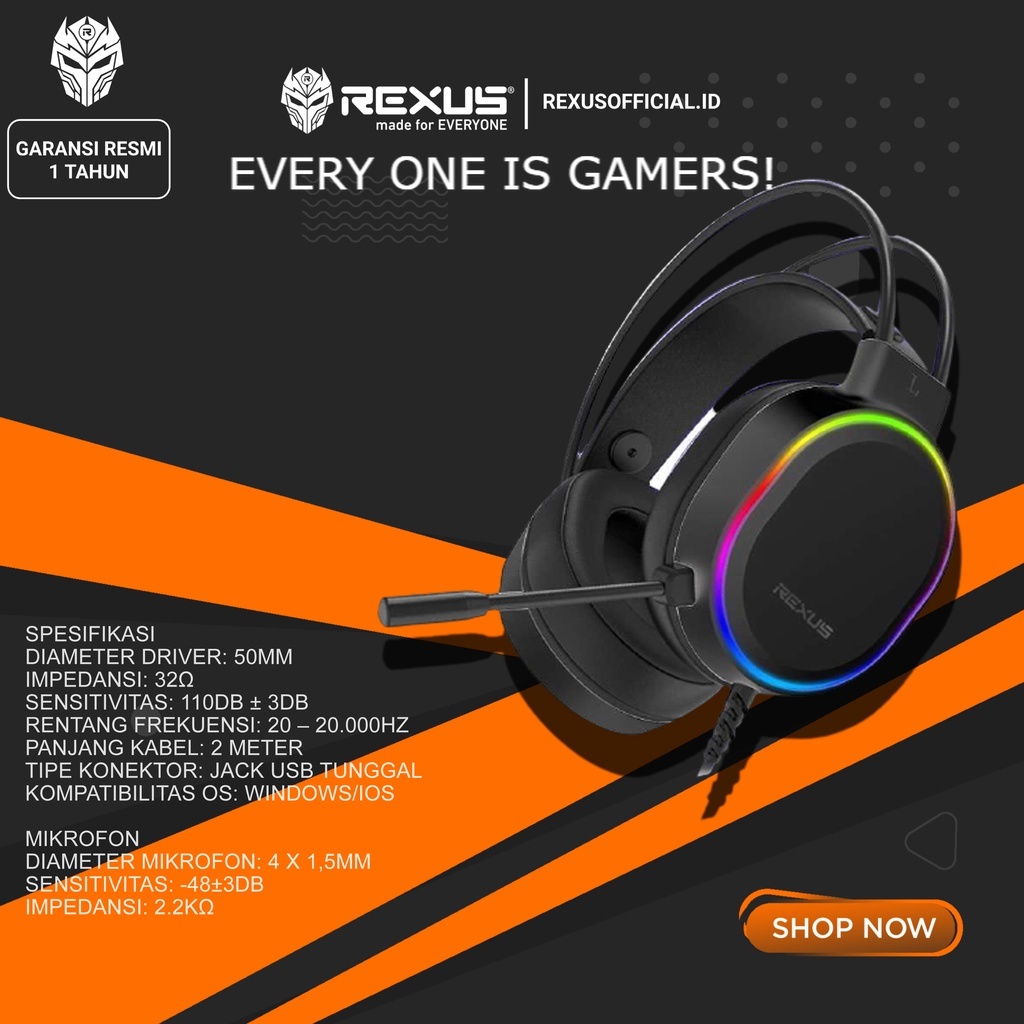 Headsed Headset Headphone gamers game Rexus Headset Gaming Thundervox HX9