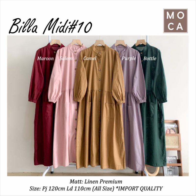 BILLA MIDI DRESS GAMIS TUNIK BLOUSE ORI MOCA