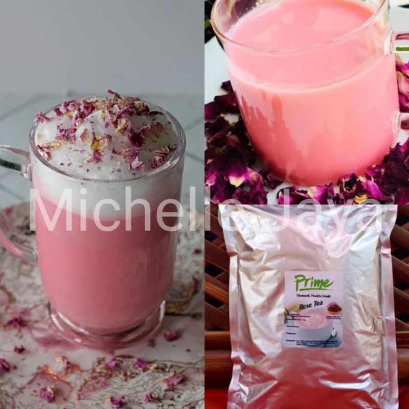 Serbuk Minuman Rasa Rose tea Premium 1Kg - Prime Powder Drink Plain - Bubuk Teh mawar milkshake