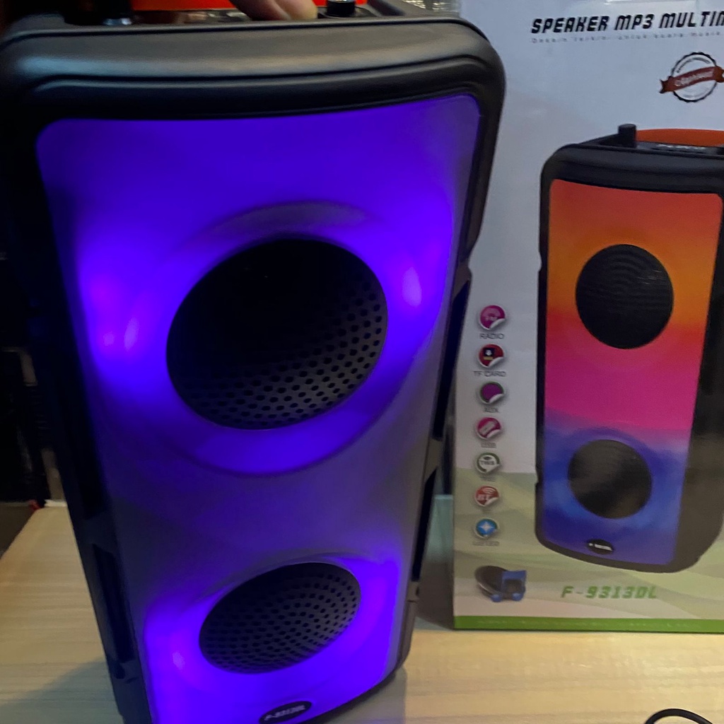 Speaker Bluetooth Fleco F9311DL/F9312DL/F9313DL Free mic Karaoke/Subwoofer 8Inch Salon Aktif Wireless Multimedia MP3 /RADIO/ USB