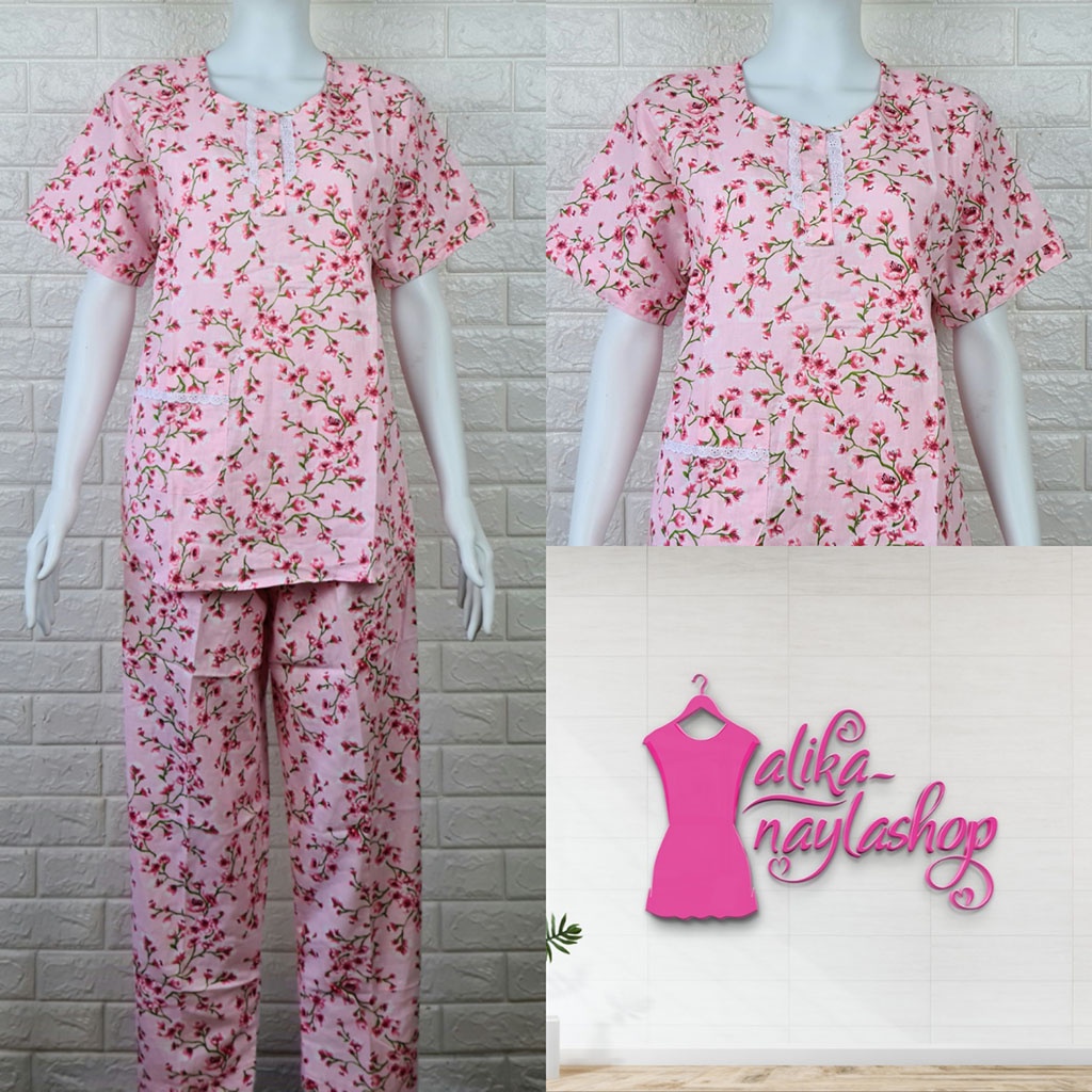 PIYAMA KATUN | HOKI & SHEILA STANDAR | LEBEL ORANGE | BAJU TIDUR | WANITA DEWASA-KODE   C3