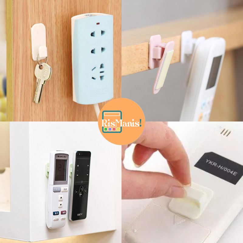 REMOTE CONTROL WALL HANGER - 1 set Gantungan Remot TV AC Organizer Tempel Dinding Hook Pengait Kunci