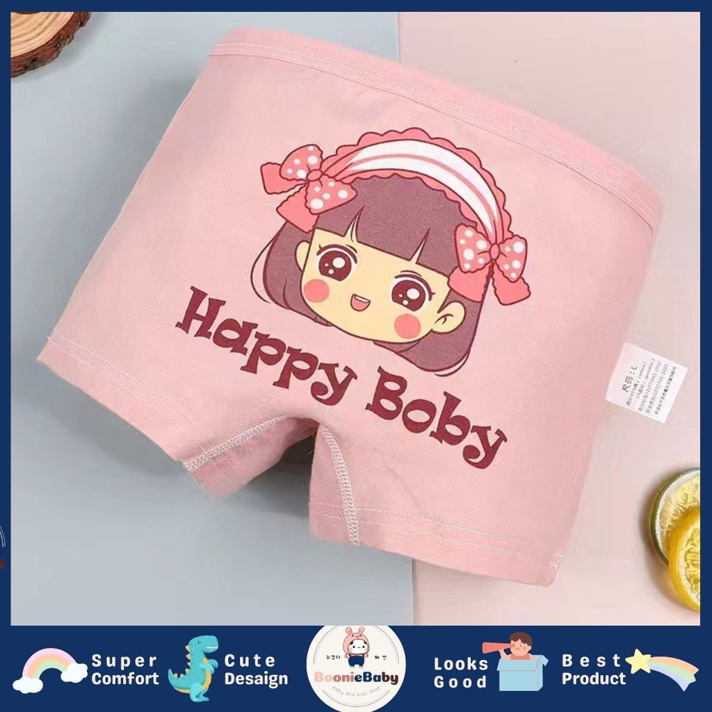 boonie BOXER ANAK celana dalam anak perempuan CD anak perempuan  Boxer corak anak  HAPPY GIRL