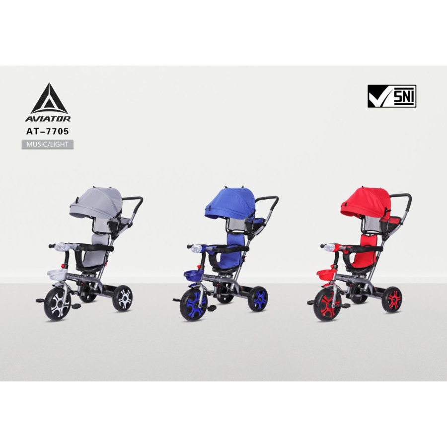 Sepeda Anak Bayi Balita Dorong Roda 3 Tricycle Aviator AT7705 Lampu Musik By Pacific-4