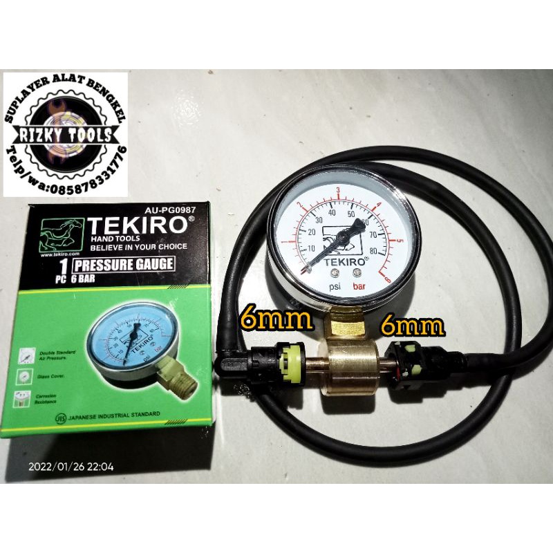 pressure gauge alat ukur tekanan bahan bakar ujung 6 mm x 6 mm