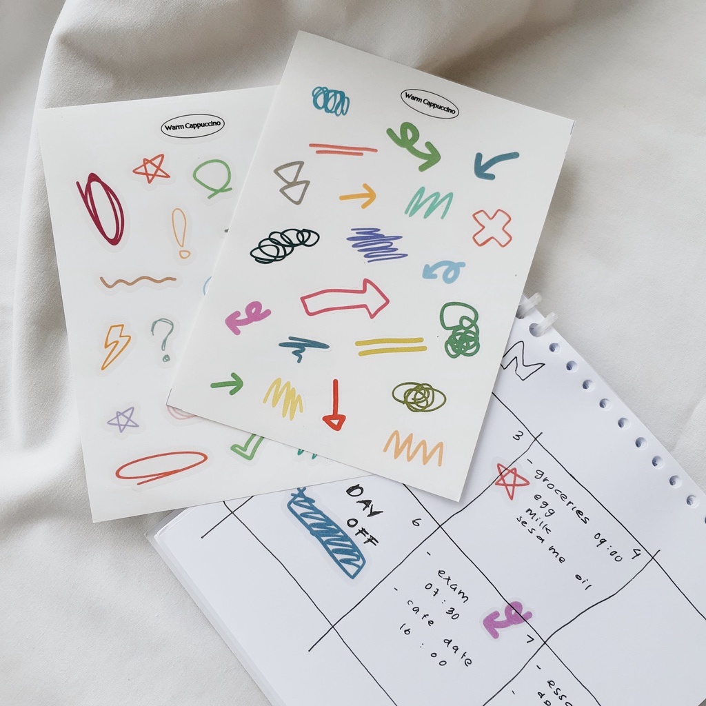 

[Warm Cappuccino] Sticker Bujo Scribble Transparent ( Bullet Journal Journaling Stiker )