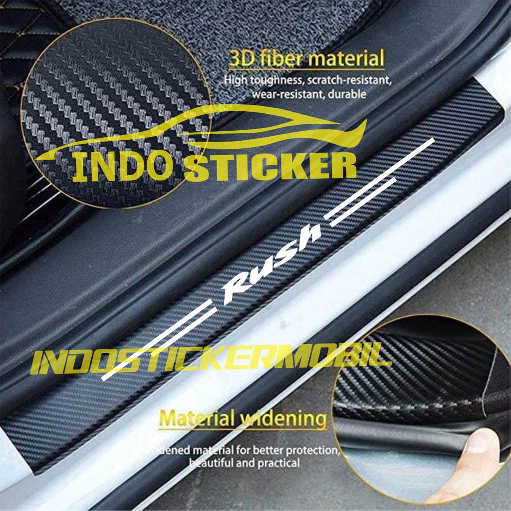 Sticker stiker sill plate mobil rush stiker karbon 3d pengaman pijakan kaki mobil rush 4pcs