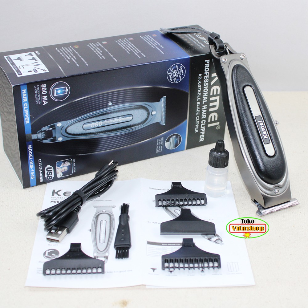 Alat Cukur Rambut Kemei KM-1945 Mesin Cukur Rambut Cas / Hair Clipper Grooming Kit