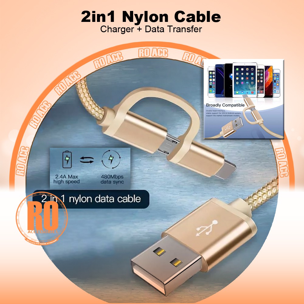 [RO ACC] NVN-KD07 2IN1 KABEL DATA FAST CHARGING MICRO USB TYPE C