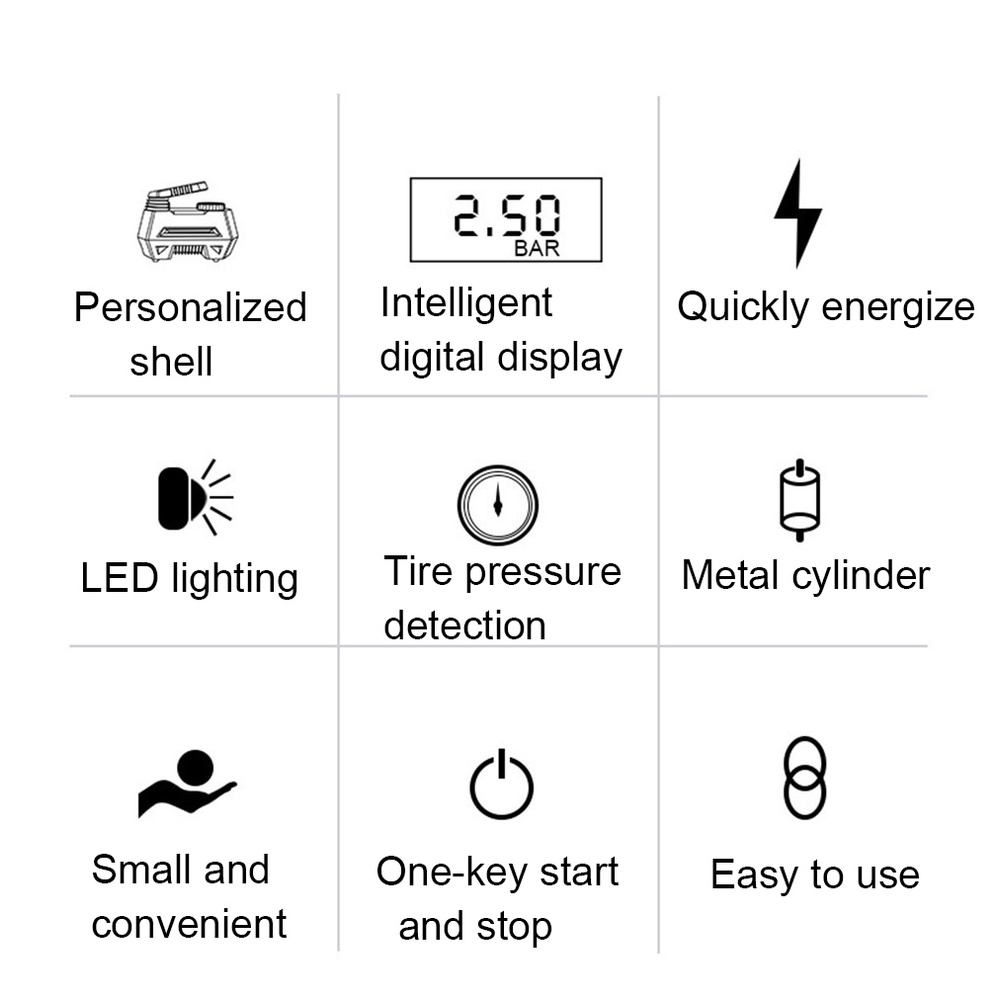 Kompresor Pompa Ban Mobil Digital Auto Pressure Bisa Ban Motor Sepeda atau Bola Pompa Angin Compressor 150 PSI permanen magnet Angin Ban Mobil Portable Tire Pump Portable Air Compressor Bright Emergency Flashlight Tire Inflator Auto Tire Pump With Digital