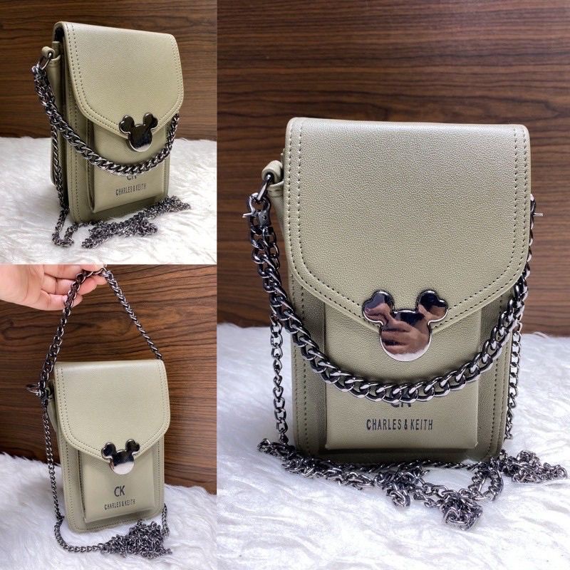[READY] tas wanita sling bag selempang - CHARLES & KEITH HP HPO MICKEY BLACKCHAIN DISNEY MINNIE TEBA