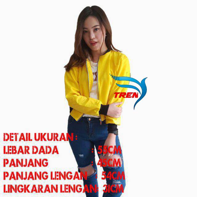 TREN JAKET BOMBER CROP ( KUNING )