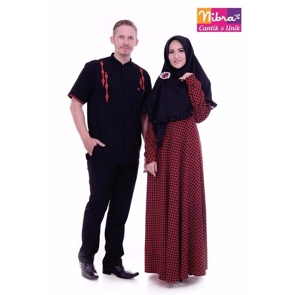 TERBATAS Baju Couple Lebaran Murah Nibras Sarimbit 46 Merah
