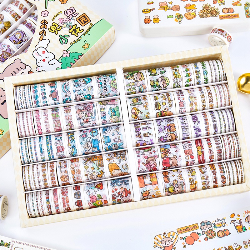 Washi Tape 10 Rol | Selotip Washi Motif Kartun Lucu Untuk Scrapbook | Stationery