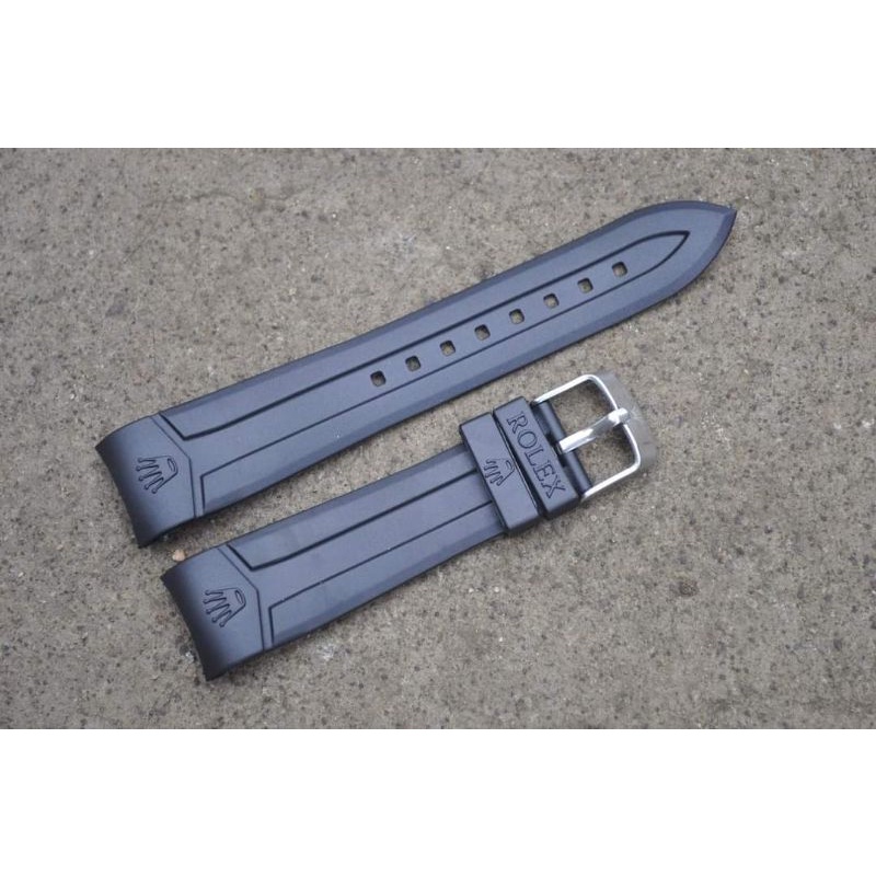 STRAP TALI JAM TANGAN ROLEX 20MM RUBBER KARET SILICONE ROLEX 20MM BLACK PREMIUM WATCH BEND MANTULL