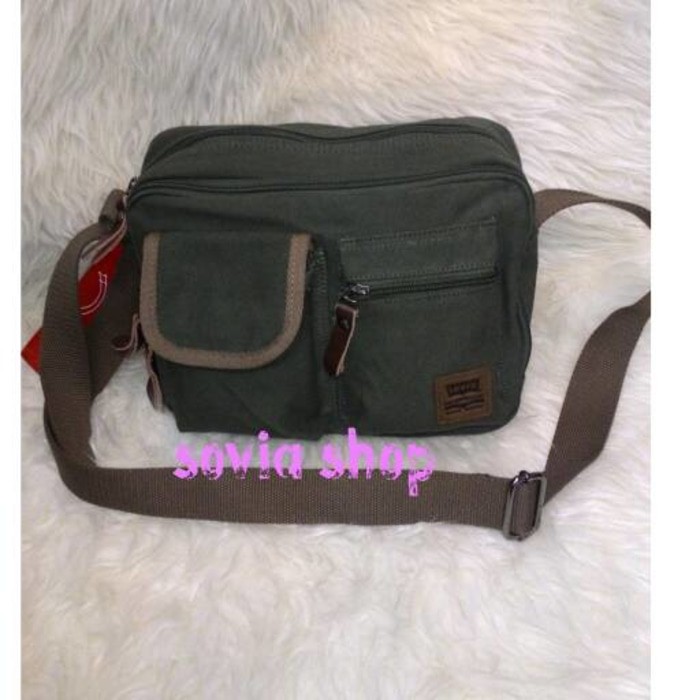 TAS SELEMPANG KANVAS HIJAU ARMY/TAS SANTAI