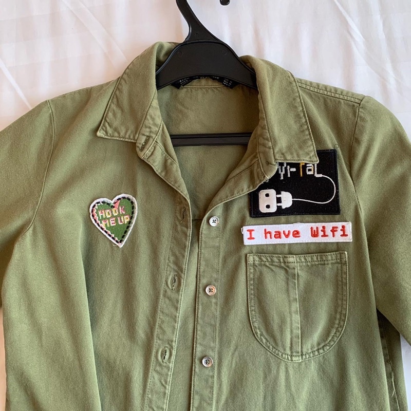Zara Trafaluc Denim Army Green Jacket