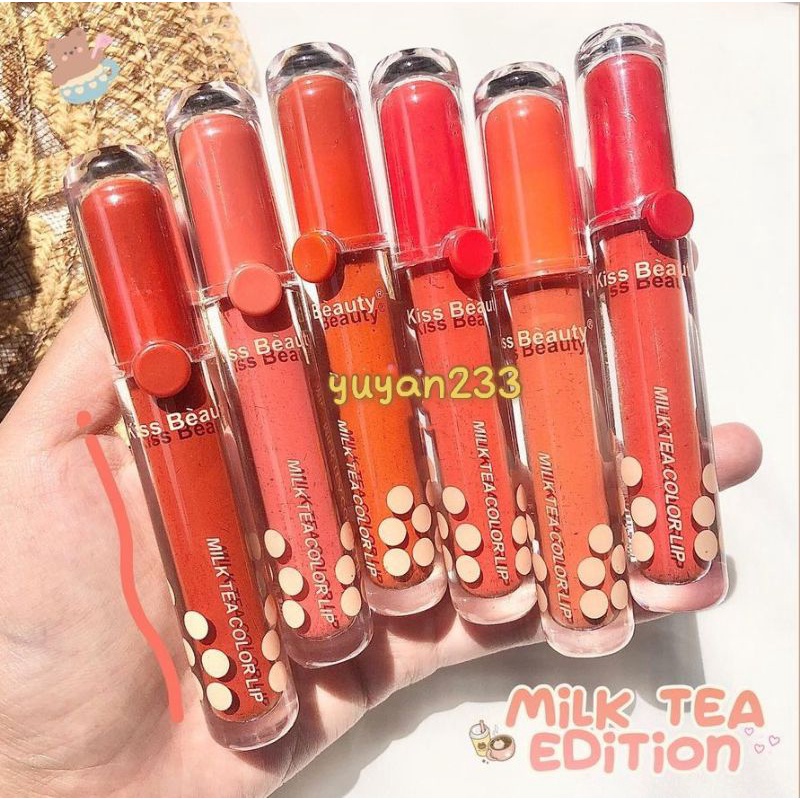 PROMO PER6PCS!!!LIP GLOSS MILK TEA KISS BEAUTY 70075/70082