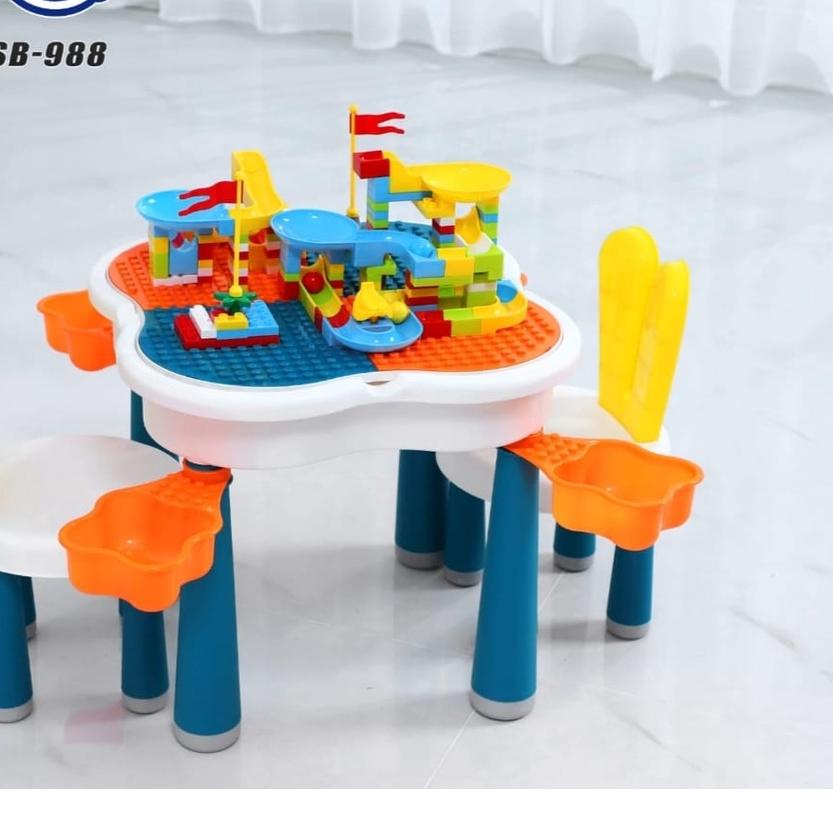 ♪ ...(FREE MAINAN LEGO) SPACE BABY MEJA MULTI FUNGSIONAL 6 IN 1 SB 988 MEJA BELAJAR TULIS DAN MEJA M
